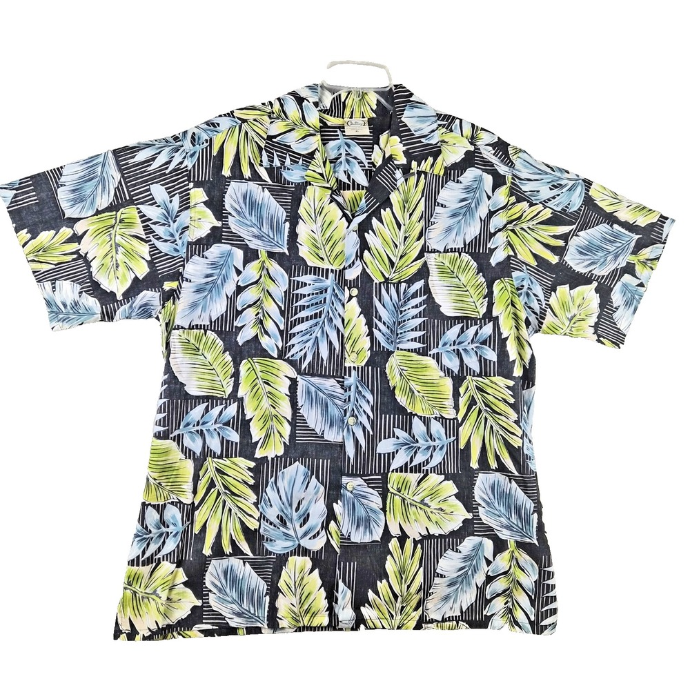 Go Barefoot Hawaiian Camp Shirt Mens XL Tropical Floral Aloha Loop Collar USA